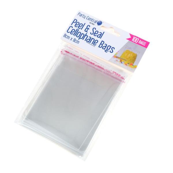 100 Pack Premium Peel & Seal Cellophane Bags - 8cm x 8cm