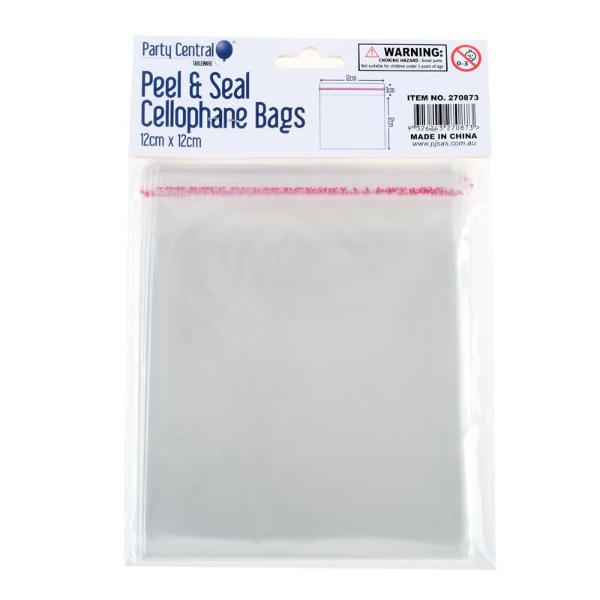 50 Pack Premium Peel & Seal Cellophane Bags - 12cm x 12cm