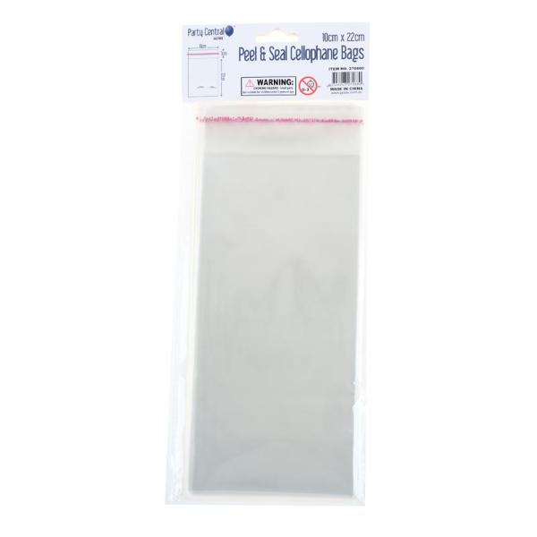 40 Pack Premium Peel & Seal Cellophane Bags - 10cm x 22cm