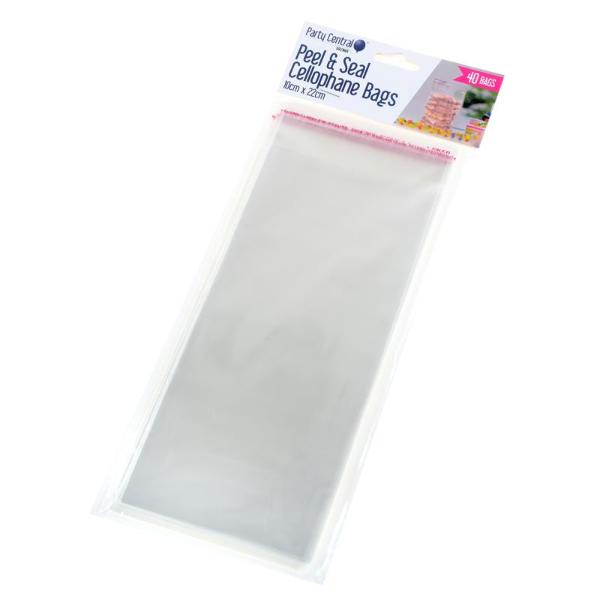 40 Pack Premium Peel & Seal Cellophane Bags - 10cm x 22cm