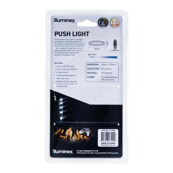 2 Pack Illuminex Battery Operated Push Light With Adhesive Backing 5 Led
