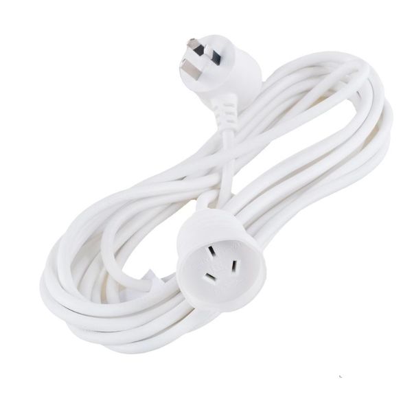 White 240V 10A Max Load 240W Piggy Back Extension Lead - 5m