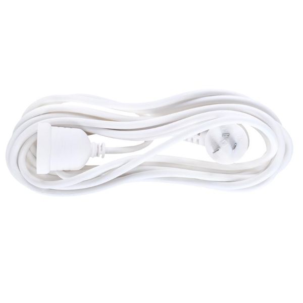 White 240V 10A Max Load 240W Piggy Back Extension Lead - 5m