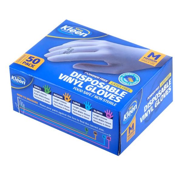 50 Pack Medium Vinyl Disposable Gloves