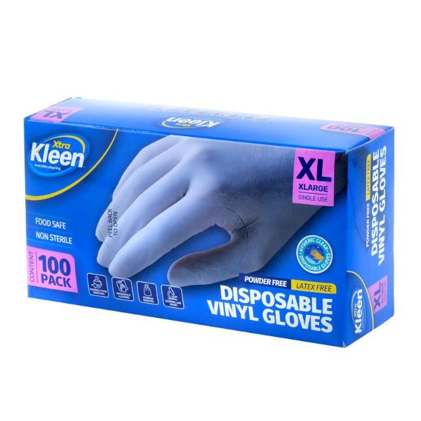 100 Pack X-Large Vinyl Disposable Gloves