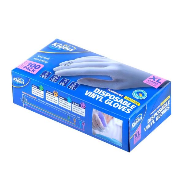 100 Pack X-Large Vinyl Disposable Gloves