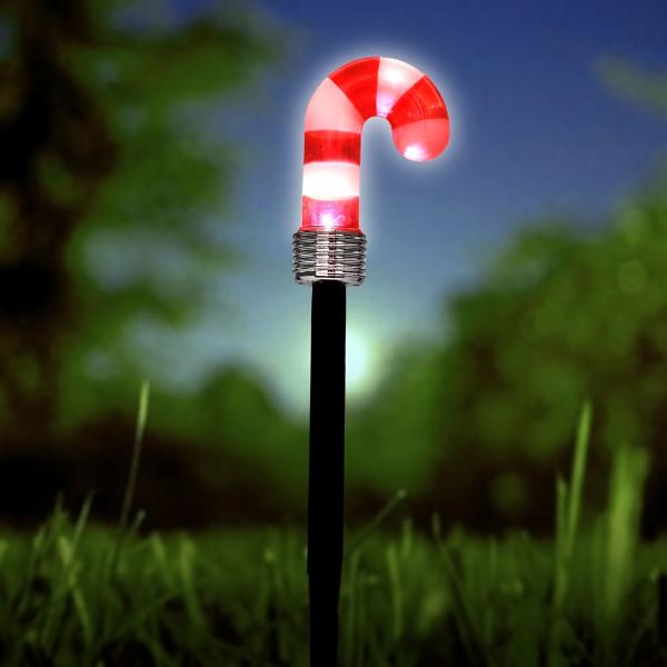 Solar Candy Cane Led Stake Light - 7.5cm x 40cm