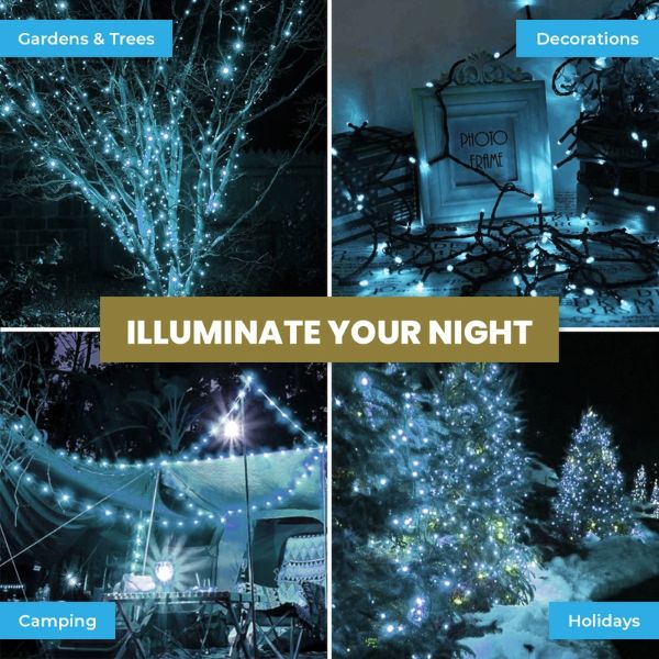 Blue Led Solar Weather Resistant Fairy Lights - 19.5m