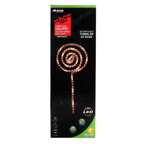 Solar Candy Cane Led Stake Lollypop - 10cm x 10cm