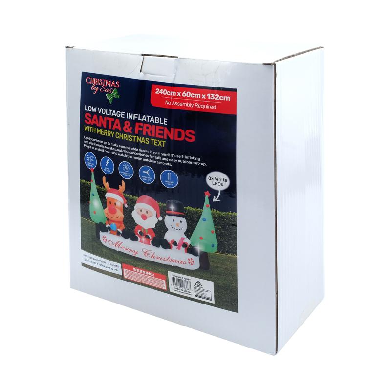 Low Voltage Inflatable Santa & Friends - 240cm x 60cm x 132cm