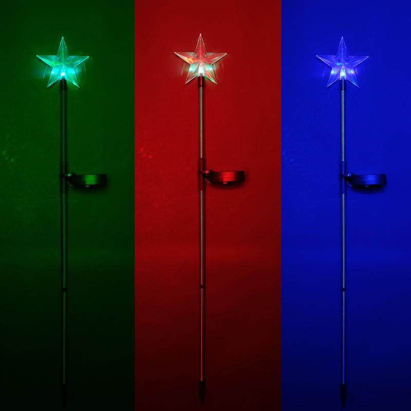 Colour Changing Led Solar Light Christmas Star Stake - 11cm x 84cm