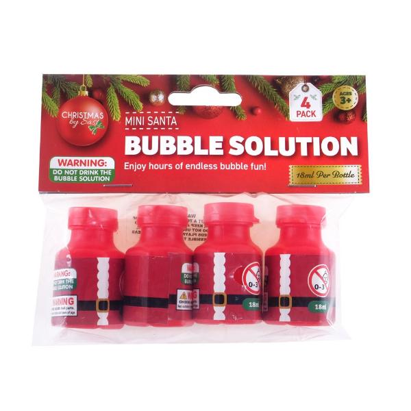 4 Pack Mini Santa Bubble Solution - 18ml