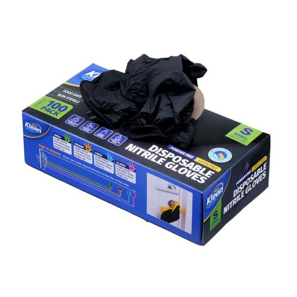 100 Pack Black Small Powder Free Disposable Gloves