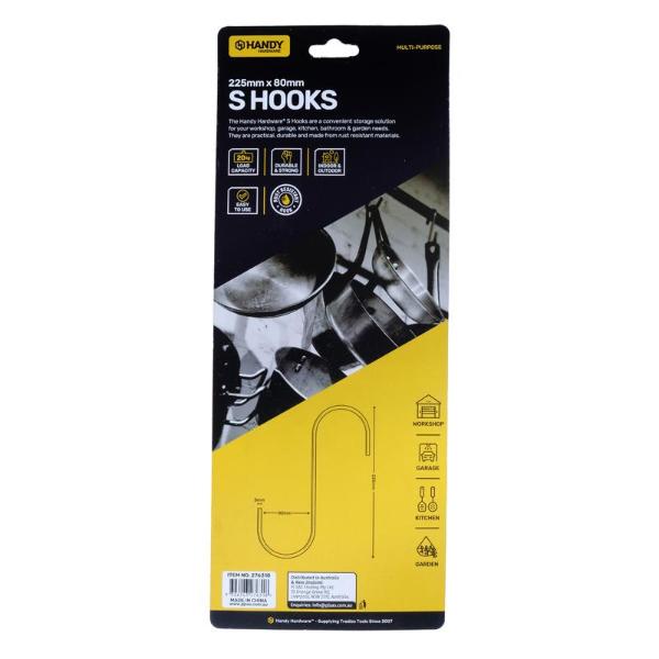 2 Pack Zinc Plated S Hook - 22.5cm x 8cm x 0.5cm