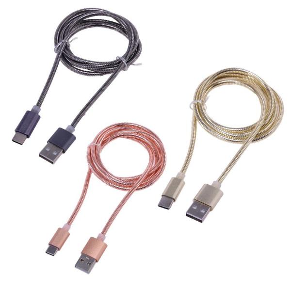 Assorted Charge & Sync USB A To Type C Metal Cable - 100cm
