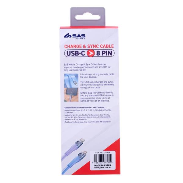 Assorted Charge & Sync USB C To 8 Pin PVC Cable - 200cm | The Base ...