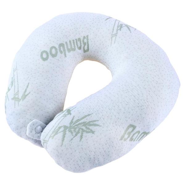 Bamboo Memory Foam Travel Neck Support Pillow With Removable Cover