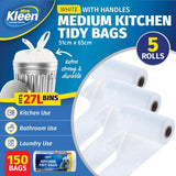 Load image into Gallery viewer, 150 Pack White Durable Bin Bags With Handles - 51cm x 65cm
