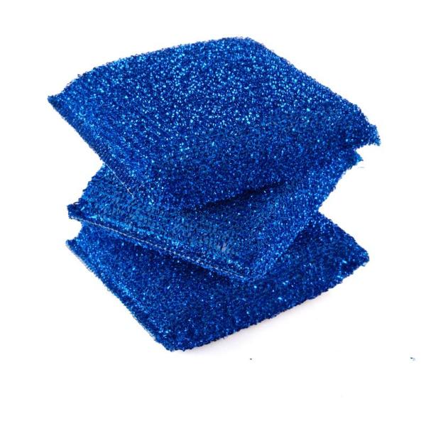 3 Pack Blue Mesh Sponge Scourer - 11cm x 8cm x 3cm