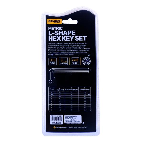 9 Pack Has Key Ball End Short L Handle Metric