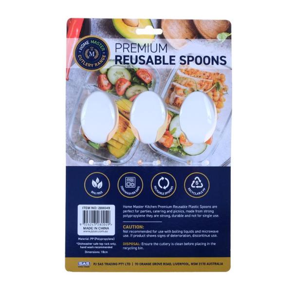 24 Pack White Premium Reusable Spoon - 18cm