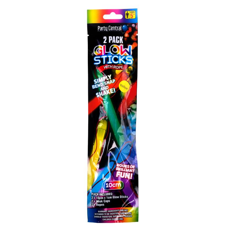2 Pack Glow Stick With Rope - 10cm x 1cm