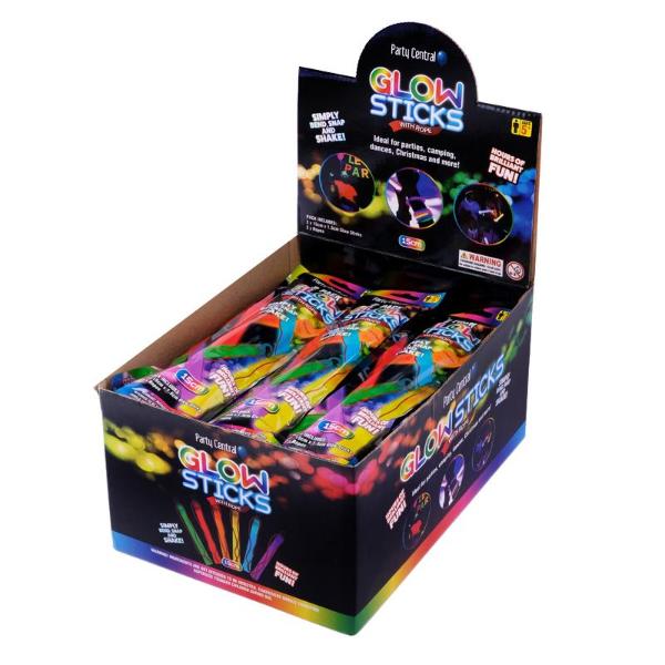 2 Pack Glow Stick Bars With Rope - 15cm x 1.5cm