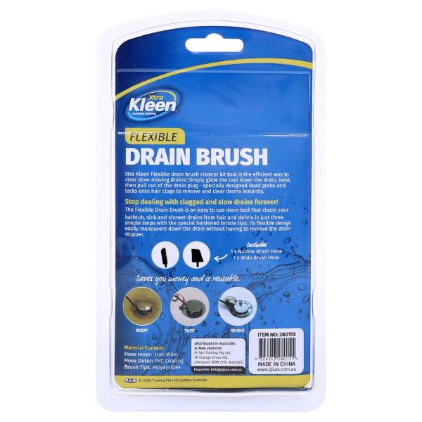 2 Pack Flexible Drain Brush Cleaner Kit With Brush Tip