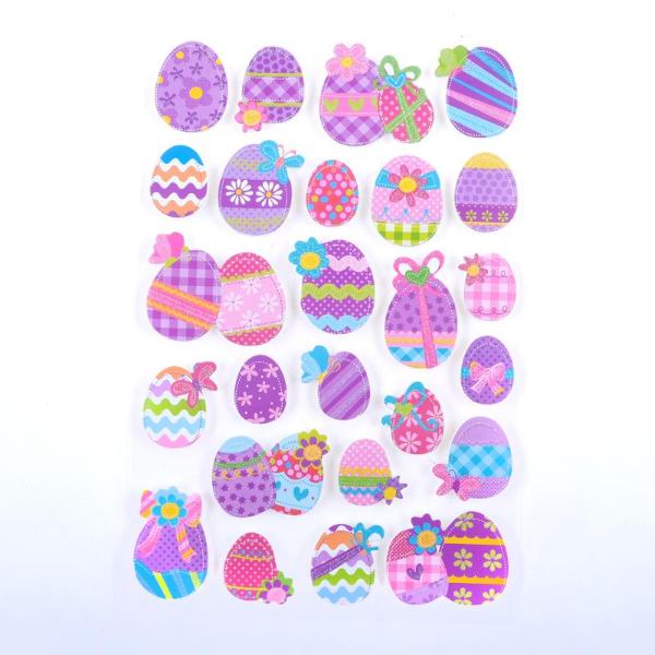 24 Pack 3D Eva Glitter Easter Stickers