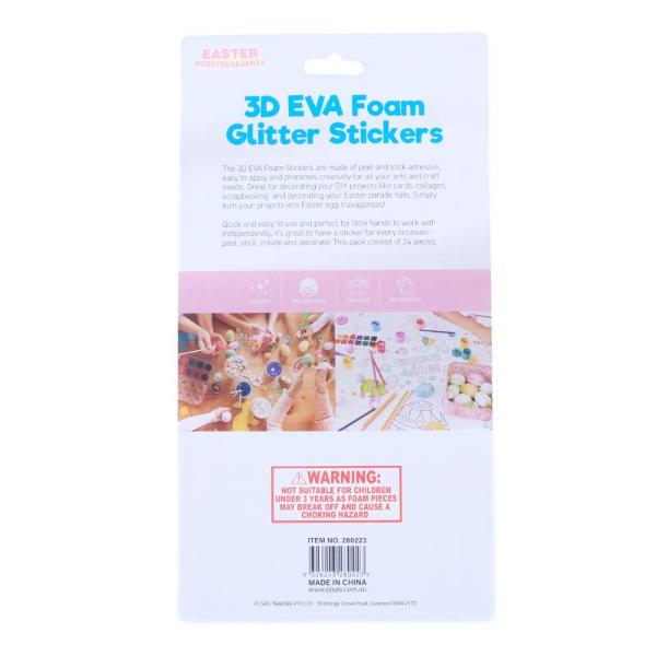 24 Pack 3D Eva Glitter Easter Stickers