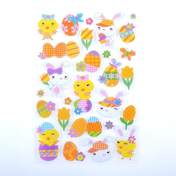 24 Pack 3D Eva Glitter Easter Stickers