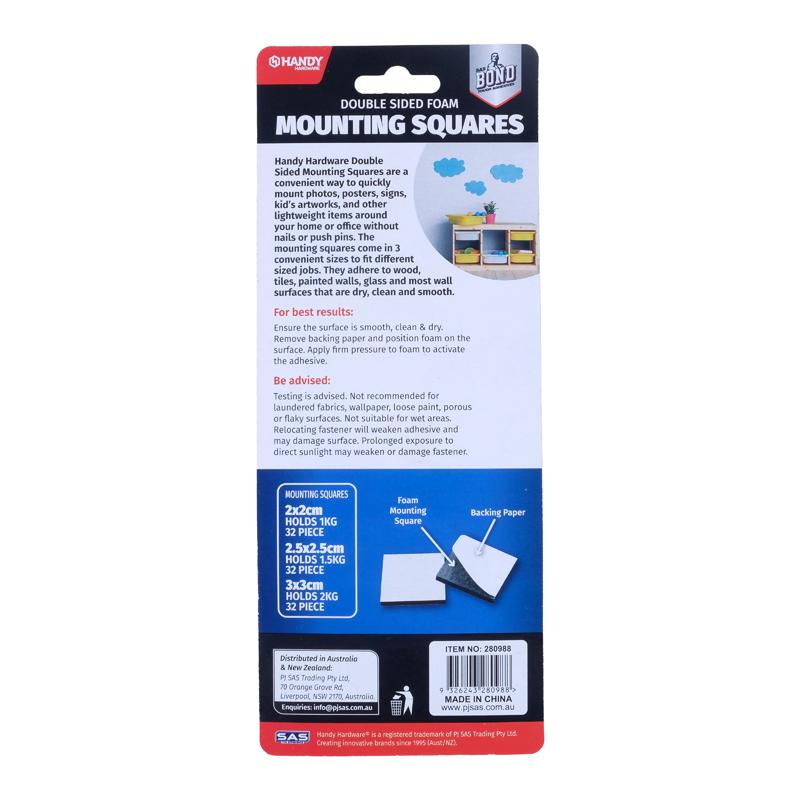 96 Pack Double Sided Mounting Squares Tape