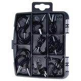 Load image into Gallery viewer, 30 Pack Black PVC Assorted Fasteners &amp; Fixings Screw Hooks In Storage Case
