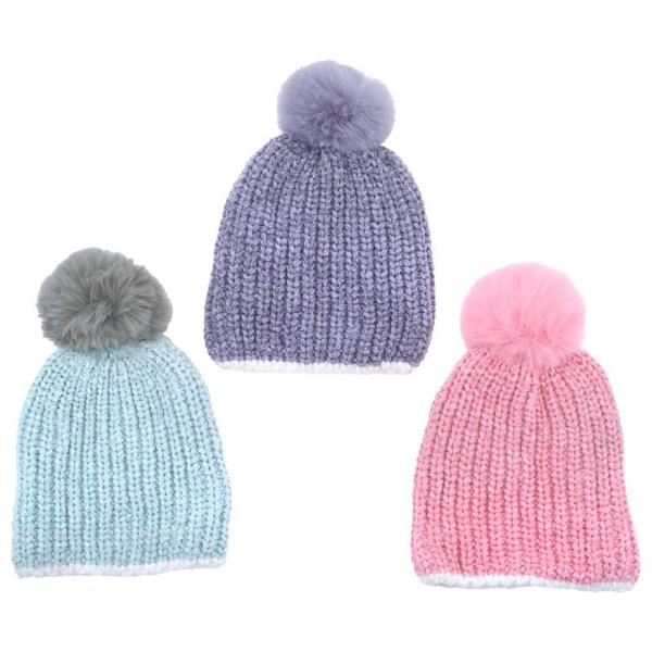 Lined Pom Pom Thermal Heat Control Kids Beanie