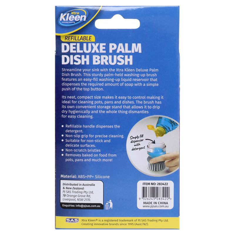 Deluxe Refillable Palm Dish Brush With Holder