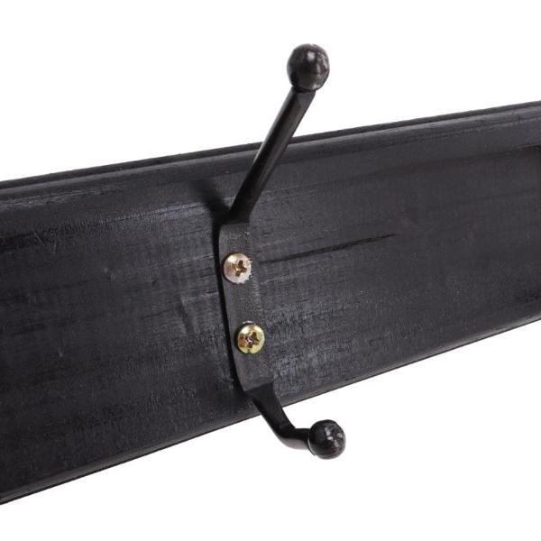 Black Woodboard With 6 Metal Hooks