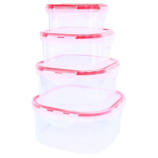 4 Pack Square Lock It Fresh Food Container - 250ml x 650ml x 1100ml x 1700ml