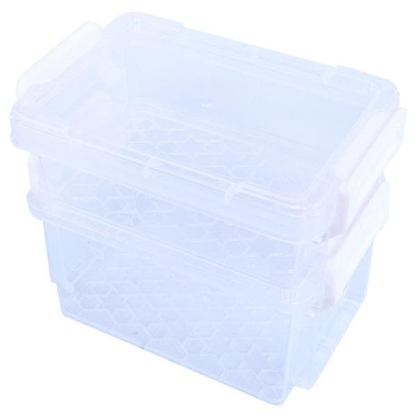 2 Pack Transparent Lockable Container - 11cm x 8cm x 3.5cm x 5.5cm