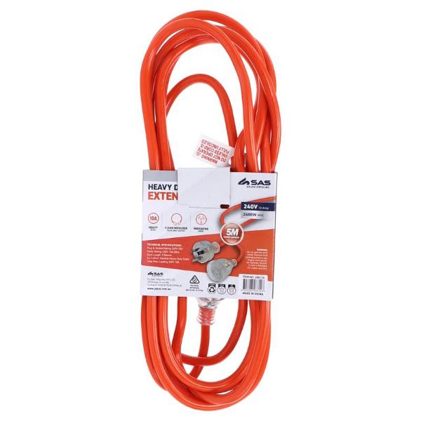 Orange Heavy Duty 10 Amp Extension Lead - 500cm