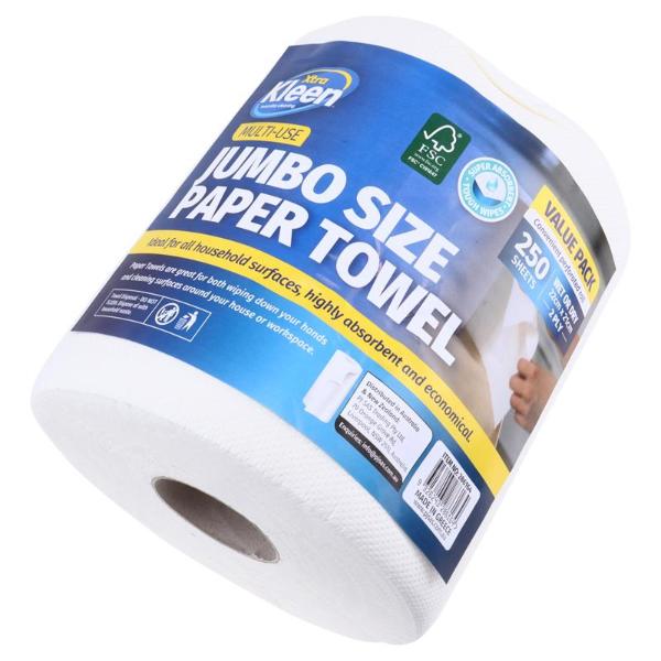 Jumbo 250 Sheet 2Ply Paper Towel Roll - 22cm x 21cm