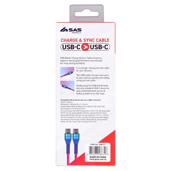 Charge & Sync Usb C To Type C Rainbow Polyester Cable - 200cm