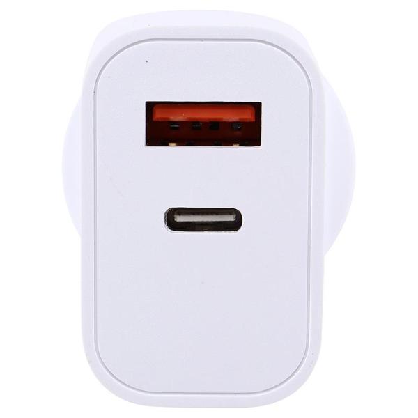 White 20W Usb A & Usb C Wall Charger