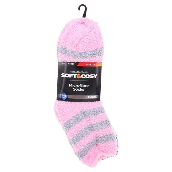 5 Pack Microfibre Womens Stripes Socks