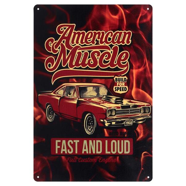 Assorted Man Cave Metal Old Muscle Cars Accessories Signs - 20cm x 30cm