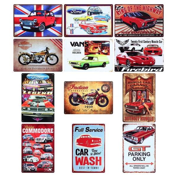 Assorted Man Cave Metal Old Muscle Cars Accessories Signs - 20cm x 30cm