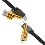 Load image into Gallery viewer, Yellow &amp; Black Charge &amp; Sync Universal 4in1 Cable - 100cm
