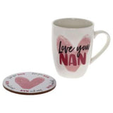 Load image into Gallery viewer, 2 Pack Love You Nan Heart Mug Coaster Set - 250ml
