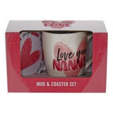Load image into Gallery viewer, 2 Pack Love You Nanna Heart Mug Coaster Set - 250ml
