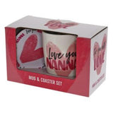 Load image into Gallery viewer, 2 Pack Love You Nanna Heart Mug Coaster Set - 250ml
