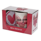 Load image into Gallery viewer, 2 Pack Love You Grandma Heart Mug Coaster Set - 250ml
